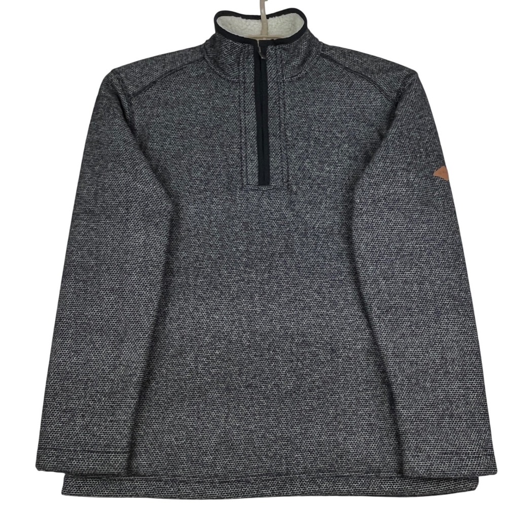 Orvis Quarter Zip Pullover‎ Men Medium (M) Sherpa Lined Honeycomb Knit Sweater